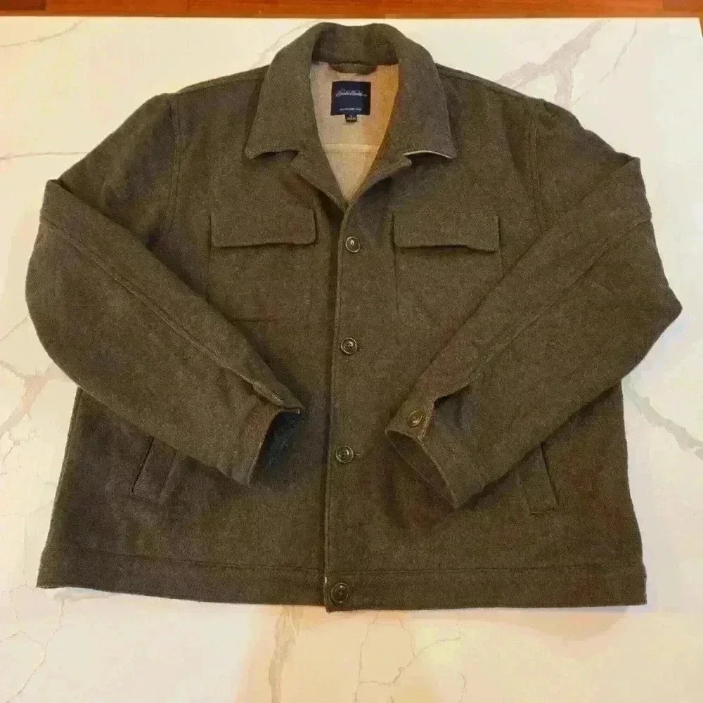 Brooks Brothers Mens Wool Button Down Collared Long Sleeve Jacket Brown Size XL